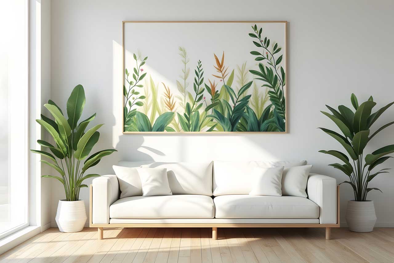 Earthy colors as biophilic design ideas in a serene room