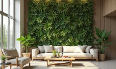 Living wall showcasing biophilic design ideas in a modern home